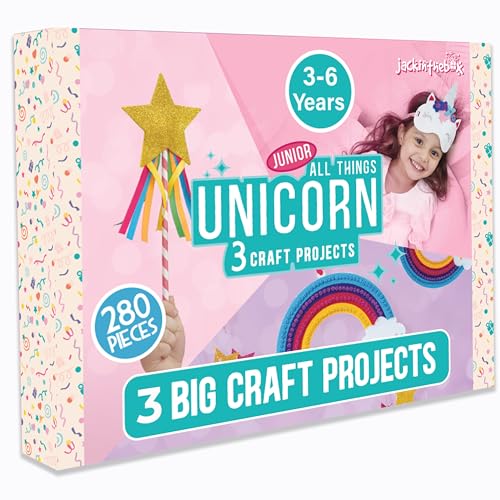 jackinthebox Unicorn Craft kit for 3 to 5 Year olds | 3 Craft Projects | Great Gift for Girls Ages 3,4,5 Years