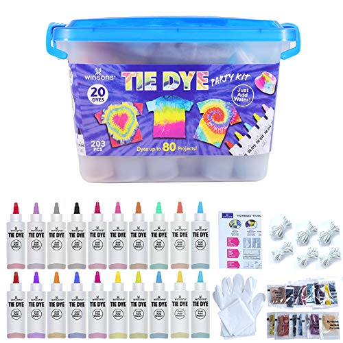 WINSONS Tie Dye Kit 20 Colors Permanent Fabric Dye Art Set for Kids Adults for School, Homemade Party, Creative Groups Activities, DIY Gift