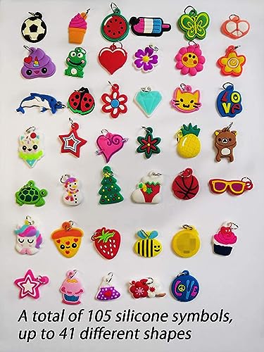 NYKKOLA Rubber Loom Band Charm, Silicone Bracelet Charms ,Loom Rubber Bands Charms,Bracelet Pendant, 105pcs