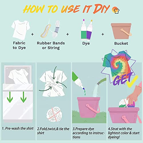 DIY Tie Dye Kits, Emooqi 15 Colours Vibrant Tie Dye Kits with Rubber Bands Gloves Sealed Bag Apron and Table Covers for Arts and Crafts Fabric Textile Party DIY Handmade Project