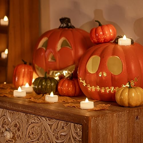 LED Candles, Tea Lights Candles Battery Operated Bulk, 24-Pack Long-Lasting 150 Hours Flameless Tealight Candles, Realistic Tea Lights for Halloween Christmas Wedding Table Decor, 1.5'' D X 1.25'' H