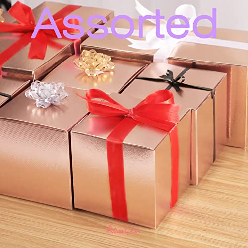 ROSEGLD 50 4x4x4 Inches, Gift Boxes with Lids, Gift Boxes Bulk, Candles Boxes for All Occasions (Glossy Rose Gold with Grass Texture)