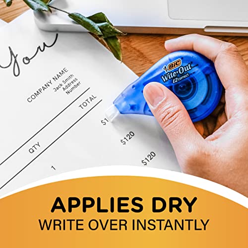 BIC Wite-Out Brand EZ Correct Correction Tape, 39.3 Feet, 10-Count Pack of white Correction Tape, Fast, Clean and Easy to Use Tear-Resistant Tape Office or School Supplies