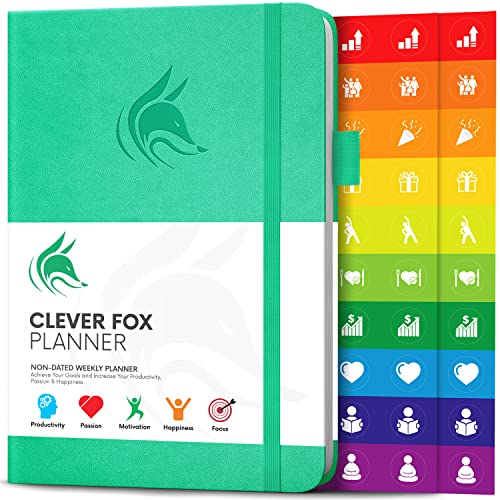 Clever Fox Planner – Undated Weekly & Monthly Planner to Increase Productivity, Time Management and Hit Your Goals – Organizer, Gratitude Journal – Start Anytime, A5, Lasts 1 Year, Emerald (Weekly)