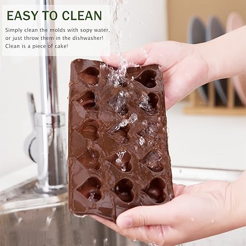 JOERSH Silicone Chocolate Molds for Fat Bombs Snacks & Truffles, 5PCS 93-Cavity Caramel Hard Candy Mold (Square, Round, Heart, Star, Flower Shapes)