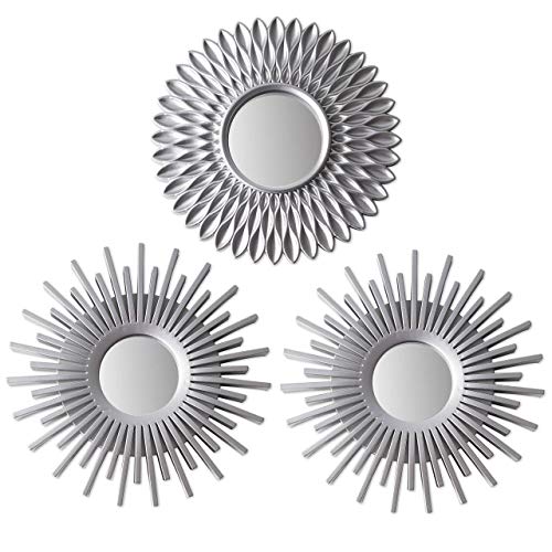 BONNYCO Wall Mirrors Pack of 3 Silver Mirrors for Living Room, Home Decor for Bedroom | Mirrors Silver Wall Decor Round | Decorative Mirror, Vintage & Chic Home Accessories - Gifts for Women, Mums