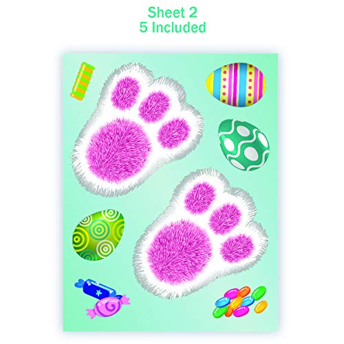 Easter Decorations Bunny Footprints Kit – 100 Total Paw Print Egg & Candy Floor Decals