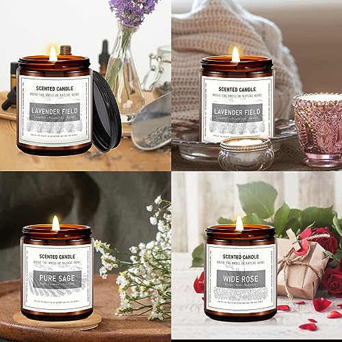 Auelife Candles for Home Scented, Candles Set for Women, 28 oz 200 Hour Long Lasting Aromatherapy Amber Jar Candles for Women, Valentine, Mother's Day Anniversary Present