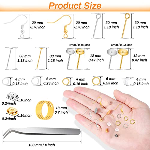 Hypoallergenic Earring Making Kit, Modacraft 2000Pcs Earring Making Supplies Kit with Earring Hooks, Earring Findings, Earring Posts, Earring Backs, Earring Pins Jump Rings for Jewelry Making Supplies