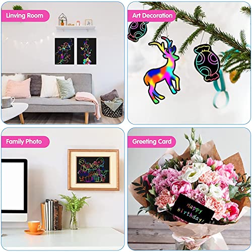 Smasiagon Scratch Paper Art Set for Kids, 2 Pack Scratch Off Art Notebook Crafts Valentines Day Gift for Kids Ages 3-12 Girls Boys Birthday Easter Christmas Party Games DIY Favor Activity