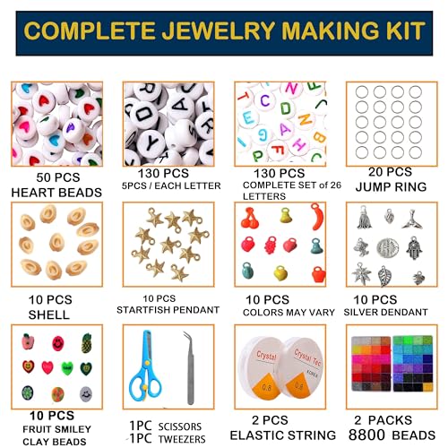 YITOHOP 8800+pcs 4mm 12/0 48 Colors Glass Seed Beads, Charms Bracelet Jewelry Making Beads Kit Gifts for Teen Girls Crafts for Girls Ages 8-12 Birthday Gifts Christmas