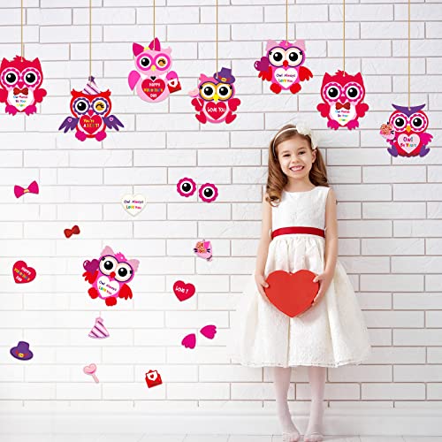 chiazllta 30 PCS Valentine's Day Craft Kits DIY Owl Craft for Kids Valentine's Heart Craft Make Your Own Owl Bulk Set for Home Classroom Game Activities