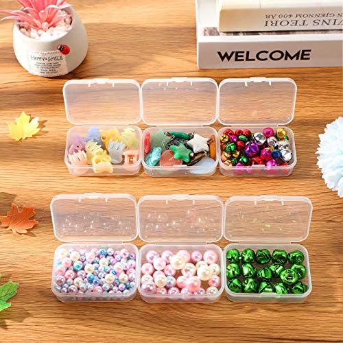 SATINIOR 24 Packs Small Clear Plastic Beads Storage Containers Box with Hinged Lid for Storage of Small Items, Crafts, Jewelry, Hardware (2.5 x 1.7 x 0.8 Inches)