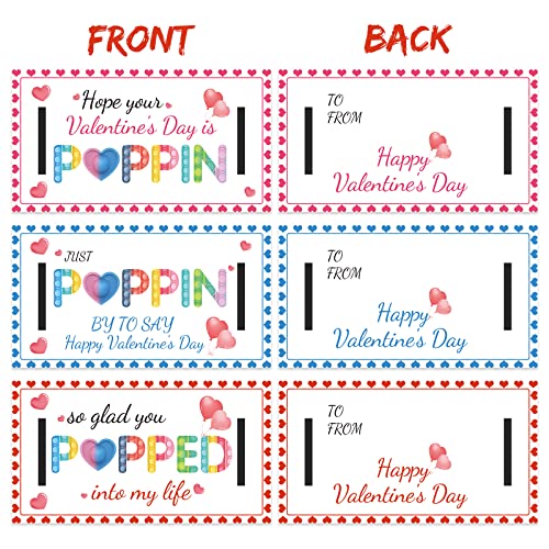 AYGXU 30pcs Valentines Day Gifts for Kids .Valentines Day Cards for Kids classroom School .Heart POP Bracelets.Valentine's Classroom Exchange Cards and Kids Party Favors.Valentines goody bag filler.
