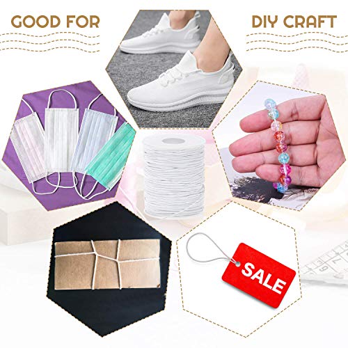 Elastic String for Bracelets, Selizo Elastic Cord Stretchy Bracelet String for Bracelets, Necklace, Beading and Sewing (1.2 MM, 109 Yards, White)
