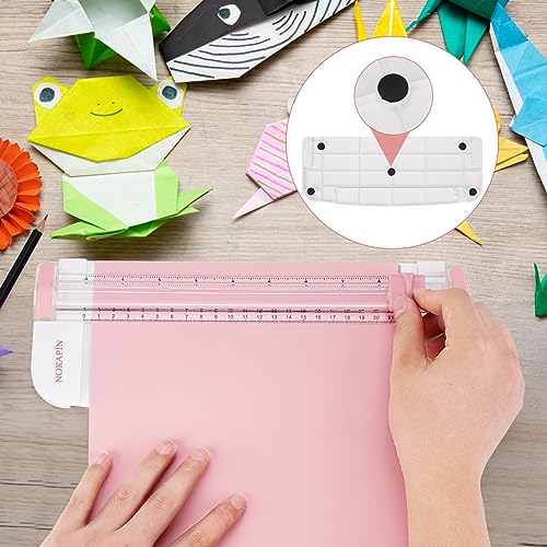 Paper Cutter,Portable Paper Trimmer,12 Inch Paper Slicer Scrapbooking Tool with Automatic Security Safeguard and Side Ruler for Craft Paper,A4 A5 Paper,Coupon, Label and Cardstock (Blue) (Pink)