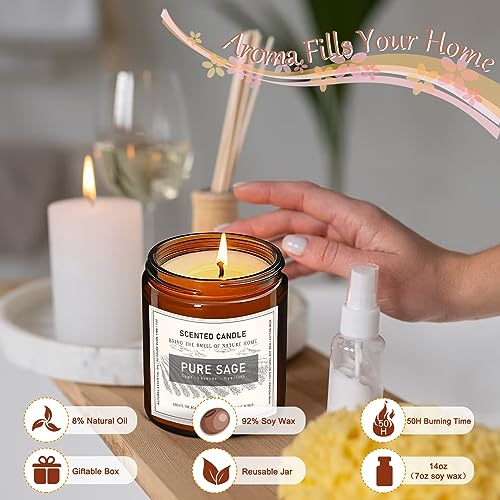 Auelife Candles for Home Scented, Candles Set for Women, 28 oz 200 Hour Long Lasting Aromatherapy Amber Jar Candles for Women, Valentine, Mother's Day Anniversary Present