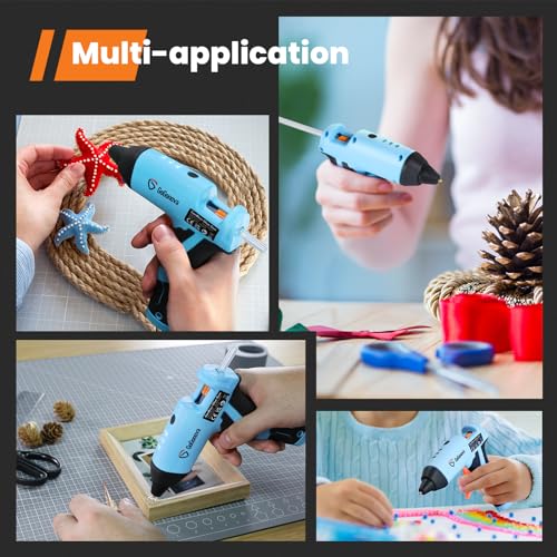 GoGonova Cordless Hot Glue Gun, 15s Fast Preheating with 2Ah Built-in Battery Hot Melt Glue Gun, Smart Power-Off, Kit with 25 Pcs Premium Mini Glue Sticks and USB-C Charging Port
