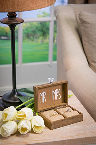 Cypress Home Wedding Decor “and Then Two Become One” Mr. and Mrs. Wooden Ring Holder Decorative Box - 5”W x 6”D x 2”H Elegant Wedding Proposal Rustic Gift Box