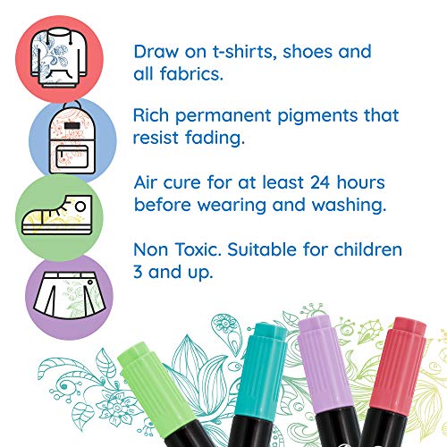 Super Markers 40 Unique Primary & Pastel Colors Dual Tip Fabric & T-Shirt Marker Set - Double-Ended Fabric Markers with Chisel Point and Fine Point Tips - 40 Permanent Ink Vibrant and Bold Colors