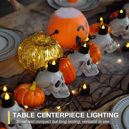 Homemory 24-Pack Black Tea Lights Candles Battery Operated, Halloween Candle Tea Lights, Flameless Flickering Black Candles, Ideal for Holiday Decor, Theme Party, Dia 1-2/5" x H 1-1/4''