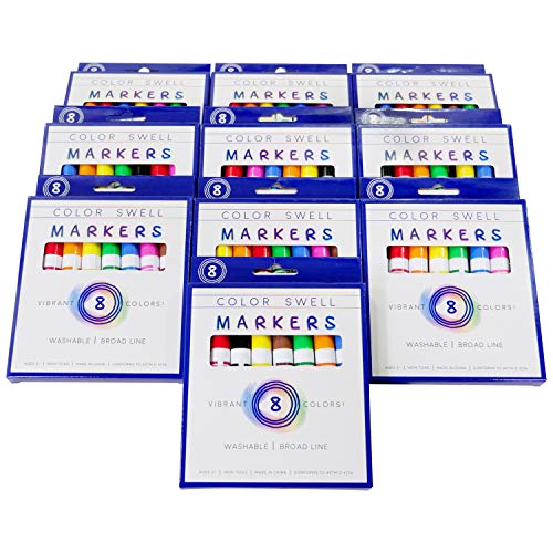 Color Swell Washable Markers 10 Boxes of 8 Vibrant Colors Are Perfect for Teachers, Kids, Parties, and Classrooms