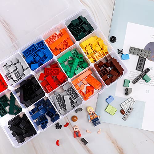 SGHUO 3 Pack15 Grids Large Plastic Storage Box Organizer Box,15 Compartments with Dividers for Tackle Box,Beads,Washi Tape,Ribbon, Crafts, Art Supply 10.9X6.5X2.2inch