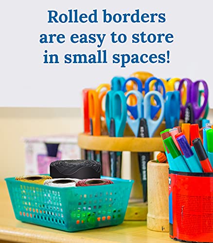 Carson Dellosa 65 Feet Black Bulletin Board Borders, Scalloped Border Trim, Rolled Classroom Borders for Bulletin Board, White Board, Cork Board, Locker, and Classroom Décor