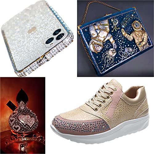 OUTUXED 5400pcs Multicolor Rhinestones 12 Mixed Color Hotfix Rhinestones Flatback Gemstones and Crystals for Halloween Costume Accessories, Crafts with Tweezers and 2 Picking Pens