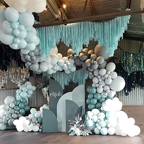 PartyWoo Pale Aqua Balloons, 50 pcs 12 Inch Boho Blue Balloons, Pale Blue Balloons for Balloon Garland or Balloon Arch as Party Decorations, Birthday Decorations, Baby Shower Decorations, Blue-F28-M