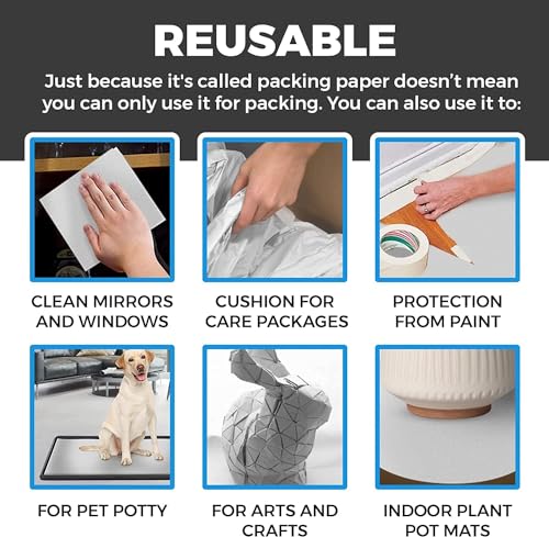 Packing Paper Sheets for Moving - 1.5lb - 50 Sheets of Newsprint Paper - Must Have in Your Moving Supplies - 27" x 17" - Made in USA