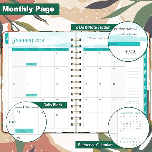 2024 Planner - 2024 Planner Weekly and Monthly, 2024 Calendar Planner, 6.4'' x 8.5'' Planner 2024 with Inner Pocket, Elastic Closure, Thick Paper, Jan. 2024 - Dec. 2024