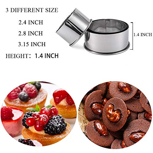 Cookie Cutters - Biscuit Cutters/Stainless Steel Dumpling Cutters/Cake Pastry Cutters/Cake Cookie Scone Cutters Molds stamps for Cooking Baking (3Pcs, Round Edge)