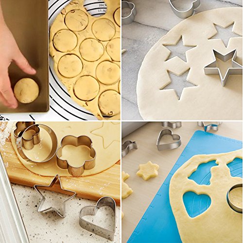 Mini Cookie Cutters Set - 30Pcs Small Heart Star Flower Round Square Hexagon Oval Diamond Shapes Cookie Cutters, Polymer Clay Cutters for Kids, Geometric Set for Biscuit Cutter, Fruit Cutter