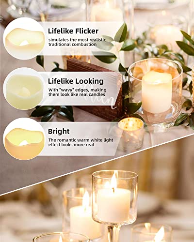 SHYMERY Flameless Votive Candles,Flameless Flickering Electric Fake Candle,24 Pack 200+Hour Battery Operated LED Tea Lights in Warm White for Wedding, Table, Festival, Halloween,Christmas Decorations