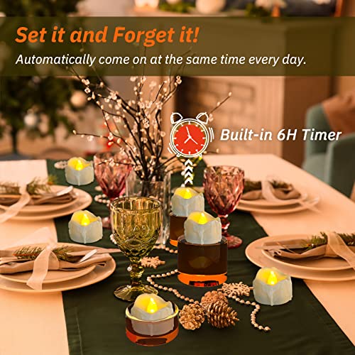 PChero Halloween Tea Lights with Timer, 12 Packs Flickering Flameless LED Tealights Battery Operated Votive Candles for Pumpkin Decor Indoor Home Party Halloween Decorations