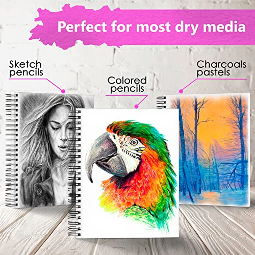 Artisto 9x12" Premium Sketch Book Set, Spiral Bound, Pack of 2, 200 Sheets (100g/m2), Acid-Free Drawing Paper, Ideal for Kids, Teens & Adults.