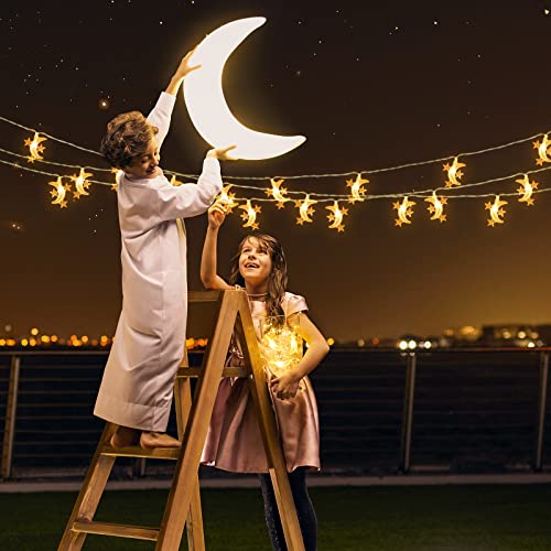 AceList 20ft 40LED Moon & Star Fairy Lights - Warm White String Lights, Battery & USB Powered, 2 Modes, for Kids' Rooms, Gardens, Camping, Balcony, Holidays, Parties, Weddings, Gifts, Home Decor