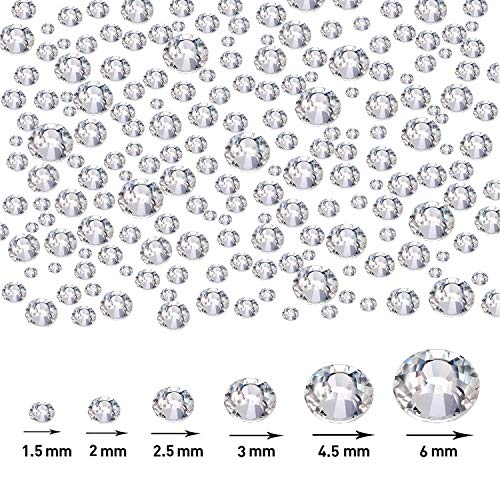 4000 Pieces Hotfix Rhinestones Crystals AB Clear Crystal Rhinestones Flatback Gems Round Crystal Rhinestones Bulk for Crafts Clothing Dance Costumes(Clear Color)