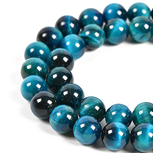 Nancybeads 60pcs 6mm Natural Aquamarine Tiger's Eye Gemstone Round Spacer Loose Stone Beads for Jewelry Making 15.5" 1 Strand (Aquamarine Tiger's Eye, 6mm 60Beads)
