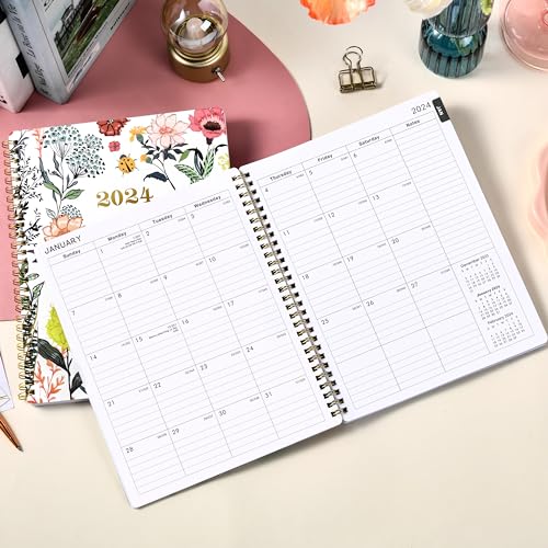 2024 Planner – Jan.2024 – Dec.2024, Planner 2024, 8" x 10", 2024 Calendar Planner with Weekly ＆ Monthly Spread, Tabs, Twin-Wire Binding, Thick Paper, Flexible Cover, Check Boxes as To-do List ＆ Notes