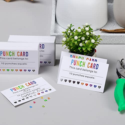 ONEDONE Punch Cards 200 Pack Reward Punch Cards with Heart Shape Hold Puncher Behavior Incentive Awards for Kids Students Teachers Home Classroom School Business Loyalty Gift Cards - 3.5" x 2"