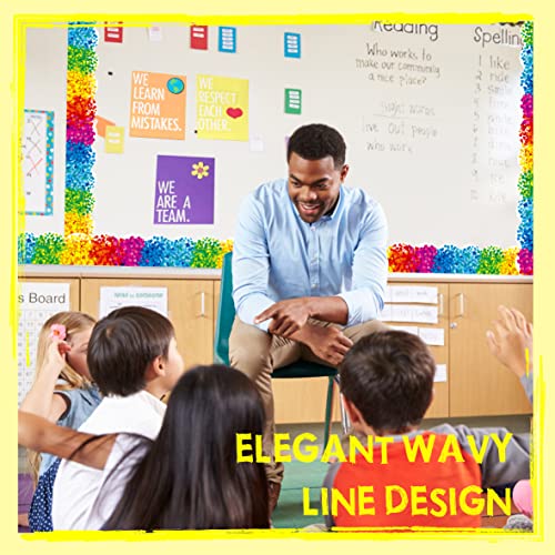 60 Feet Bulletin Board Borders, Confetti Scalloped Rolled Border Trim for School, Classroom & Offices