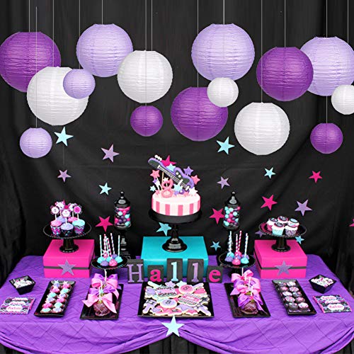 Paper Lanterns Decorative, Party Supplies for Bachelorette Engagement Unicorn Birthday Party Decorations Purple/Lavender/White 15pcs