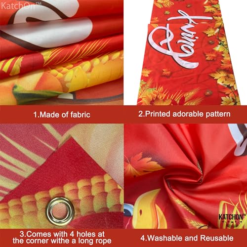 KatchOn, Happy Thanksgiving Banner Outdoor - Xtralarge 120x20 Inch | Thanksgiving Fence Banner for Thanksgiving Banner Decorations | Thanksgiving Banners for Outside for Thanksgiving Yard Decorations