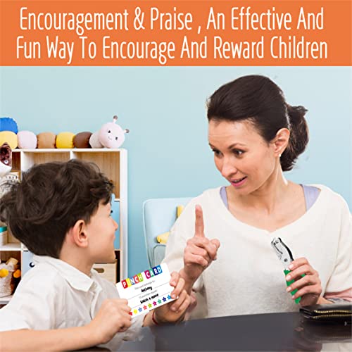 102 PCS Punch Cards, Star Shaped Incentive Reward Cards Business Size Student Award Cards Boost Creativity & Skills Development for Business, Classroom, Kids Behavior, Students, Teachers, 3.5” x 2”