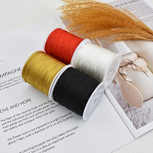 TONIFUL 1mm x 100 Yards Gold Nylon Cord Satin String for Bracelet Jewelry Making Rattail Macrame Waxed Trim Cord Necklace Bulk Beading Thread Kumihimo Chinese Knot Craft