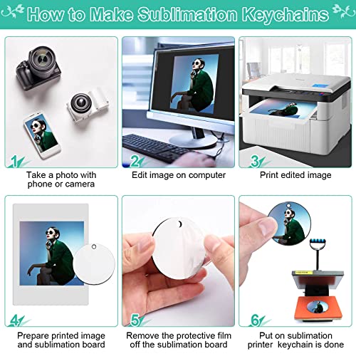 120Pcs Sublimation Keychain Blanks Bulk, DIY MDF 4 Shape Sublimation Blank Keychain with Keyrings, unisex-adult Double-Sided Printed Heat Transfer Keychain, White