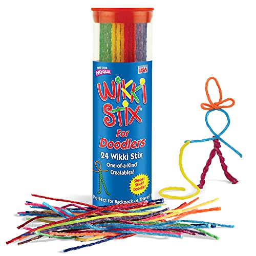 Wikki Stix Doodler, Fidget Toy Plus Arts & Crafts for Kids; Non-Toxic Waxed Yarn, Reusable Hands-on Fun! 6-inch Assorted Colors; 24-Pack.