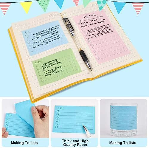Hommie to-Do List Sticky Notes, 410 Sheets Self-Stick Note Pads, Adhesive Memo Work Assorted Daily Notepad for Planner Reminder Studying and Adhesive Memo Lined Notepad, Home Office Supplies